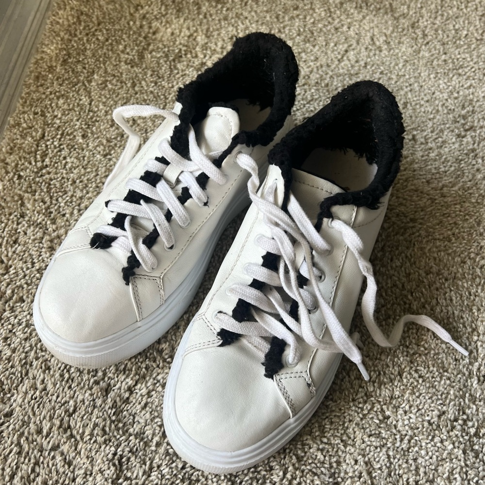 Schuts Kristin fur leather platform sneakers